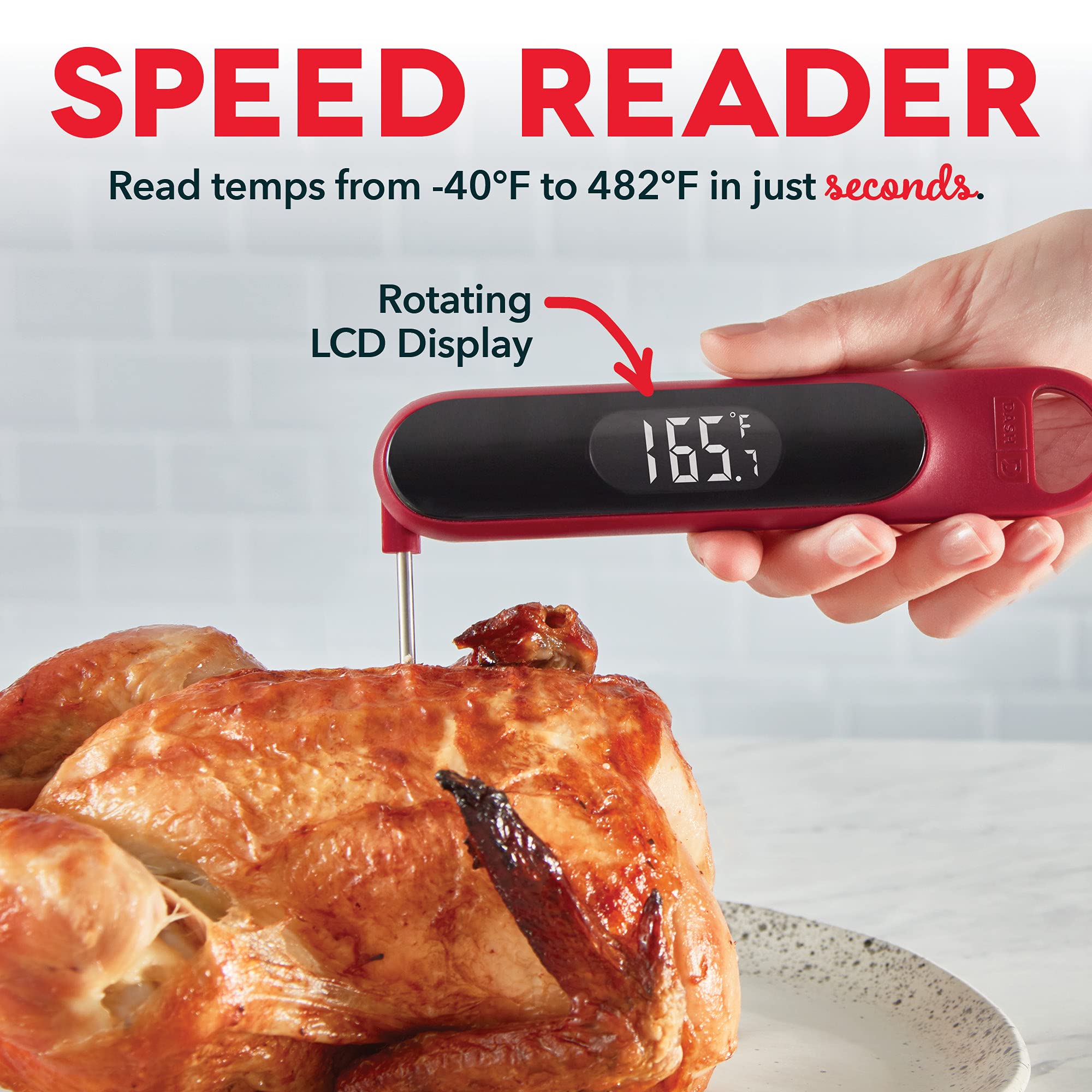 Dash Precision Quick-Read Meat Thermometer - Waterproof Kitchen And Outdoor Food Cooking Thermometer With Digital Lcd Display -